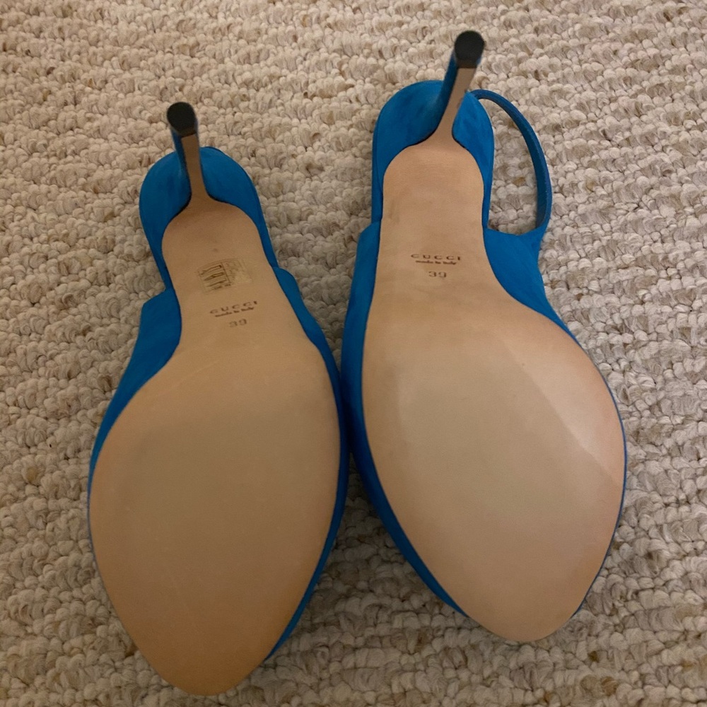 Gucci Sophia Suede Peep Toe Slingback Sandals - Picture 10 of 10